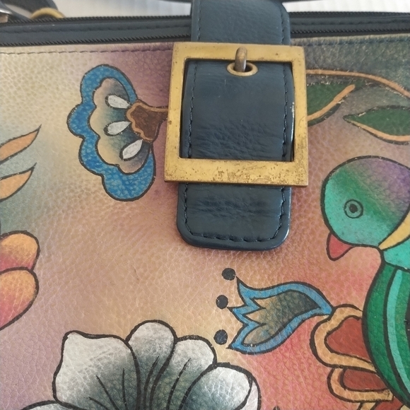 Anuschka Hand Painted Songbird Leather Crossbody Bag - Picture 9 of 14